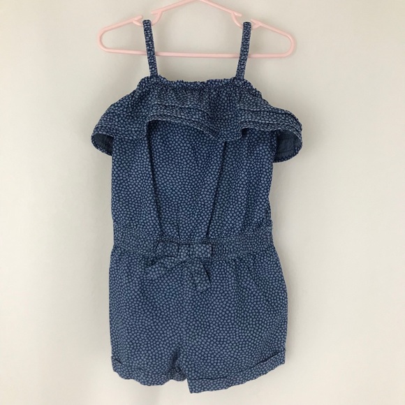 Girl’s Genuine Kids Denim Polka Dots Romper Size 4T - Picture 1 of 5